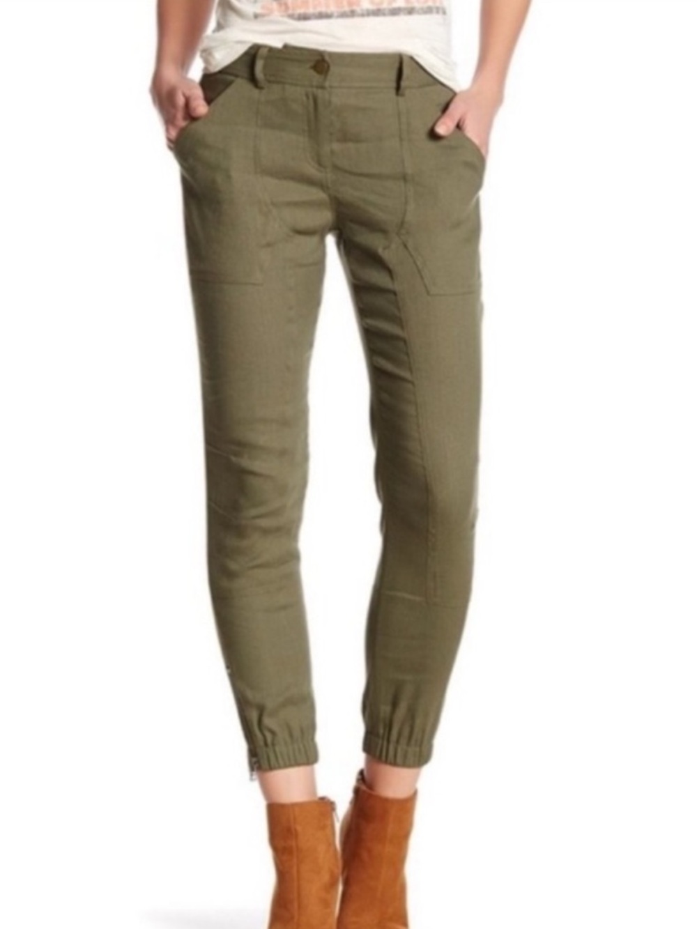 Veronica Beard Caladium Linen
Zip Trim Cargo Joggers size 4